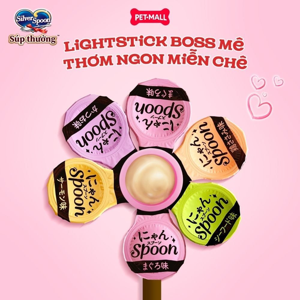 Combo 24 gói - Treats mèo Silver Spoon súp thưởng dạng thìa tiện lợi từ Nhật Bản (4 thìa) - Mix vị Petmall