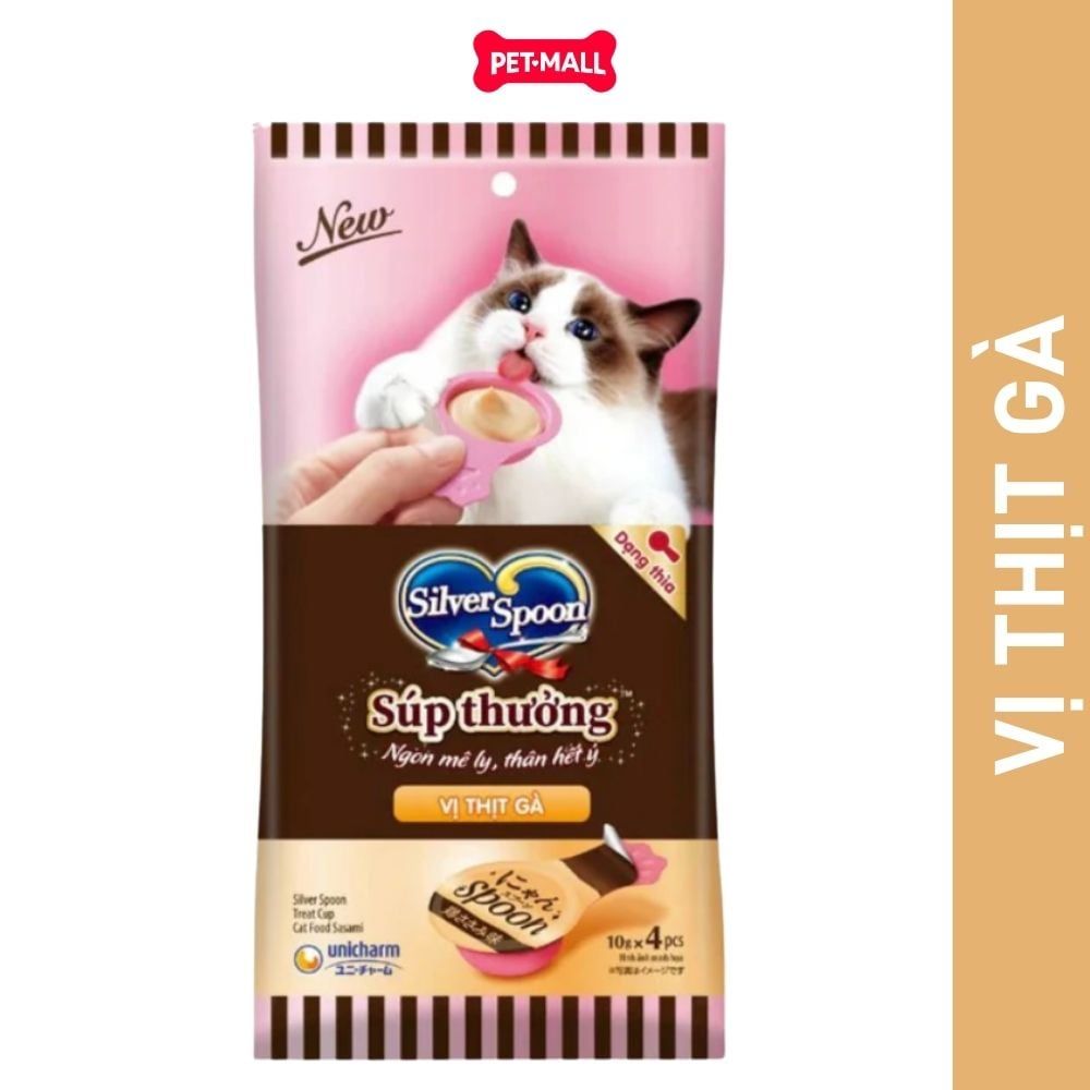 Treats mèo Silver Spoon súp thưởng dạng thìa tiện lợi từ Nhật Bản (4 thìa) Petmall