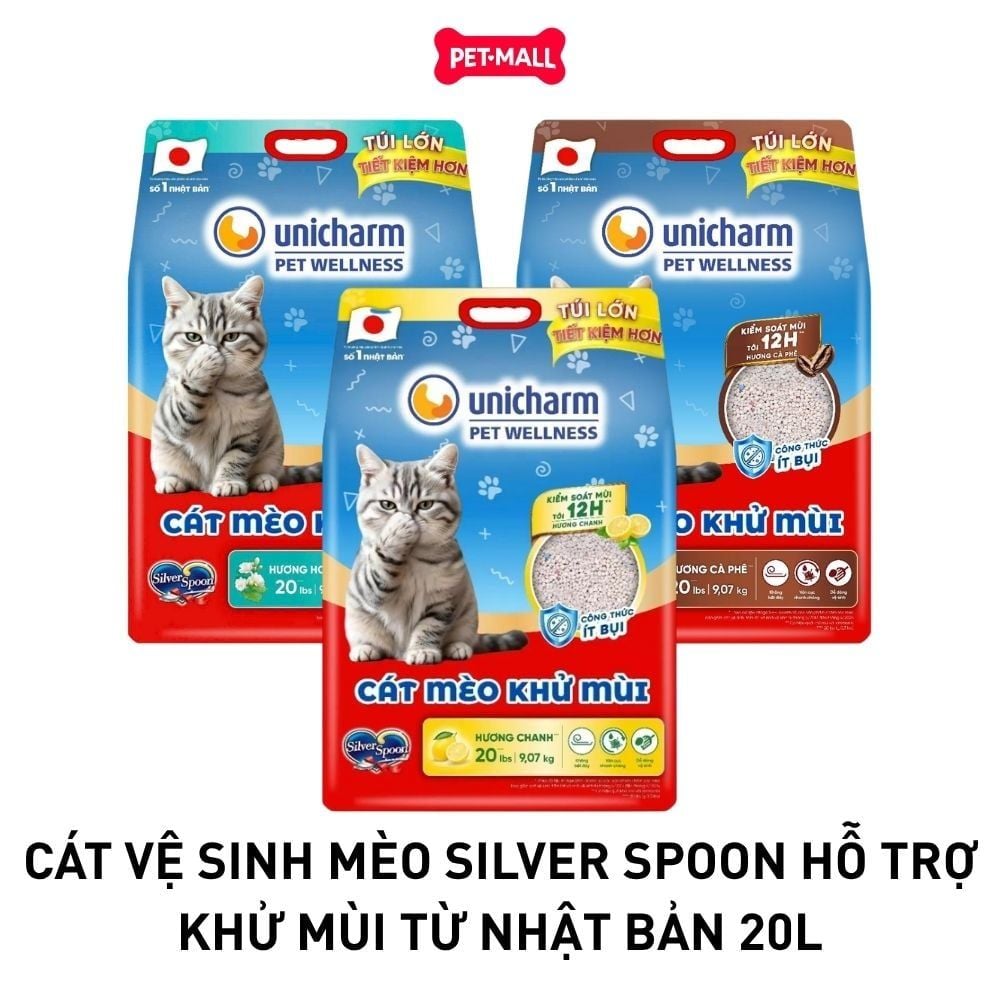 Cát vệ sinh mèo Silver Spoon hỗ trợ khử mùi từ Nhật Bản 20L Pemall