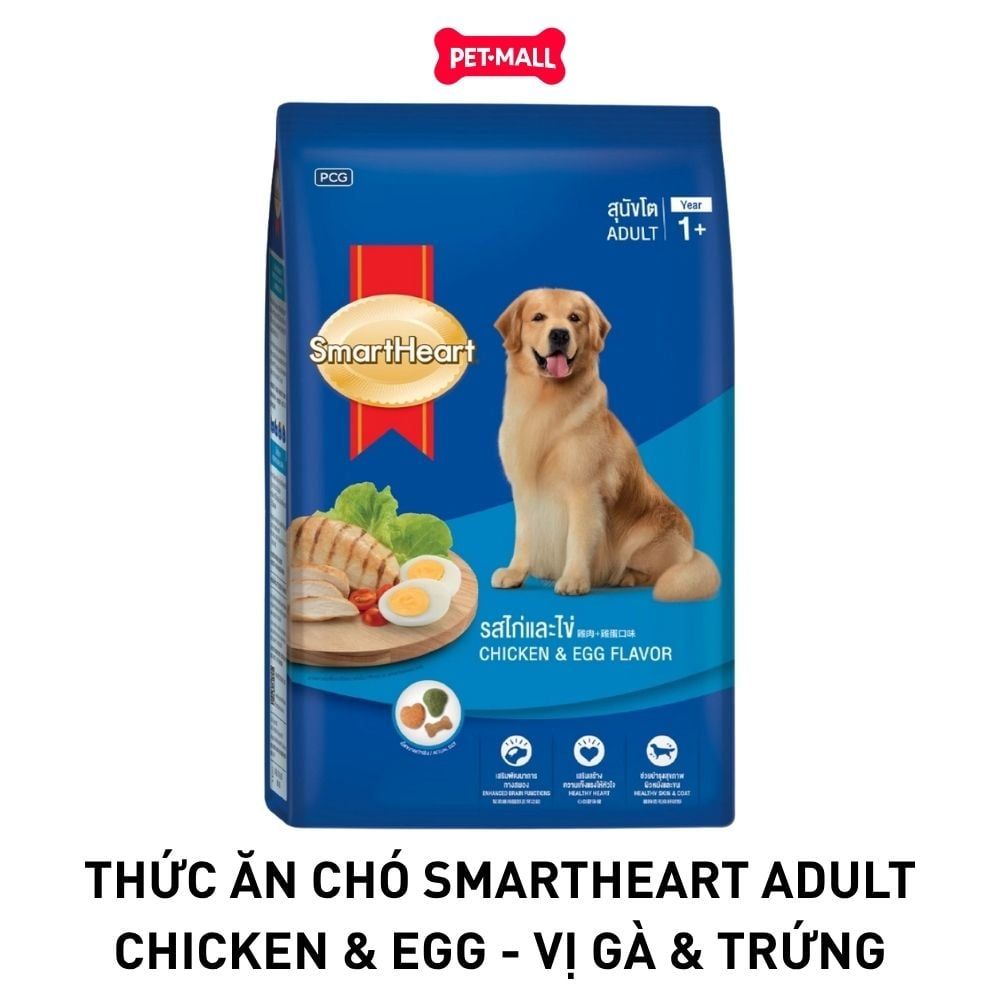 1.5KG - Thức ăn chó SmartHeart Adult Chicken & Egg - vị Gà & Trứng Petmall