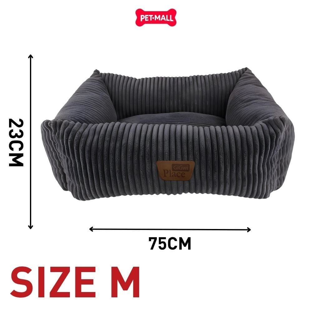 Đệm vuông kín GIGWI Place cho thú cưng màu xám - Size M 75 × 60 × 23 cm Petmall