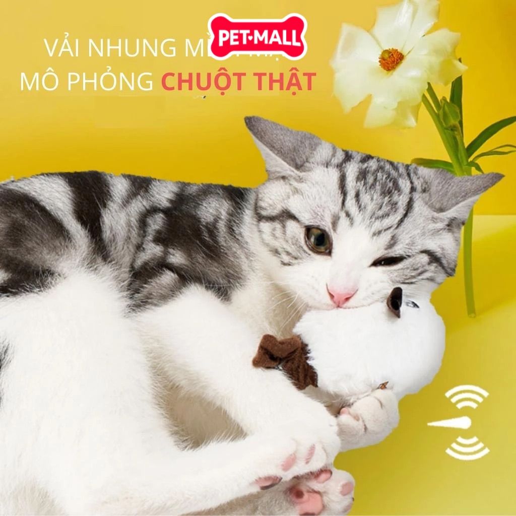 Đồ chơi FOFOS pull String & sound chip Mouse - Chuột kéo dây tự động có tiếng cho mèo - Trắng Petmall