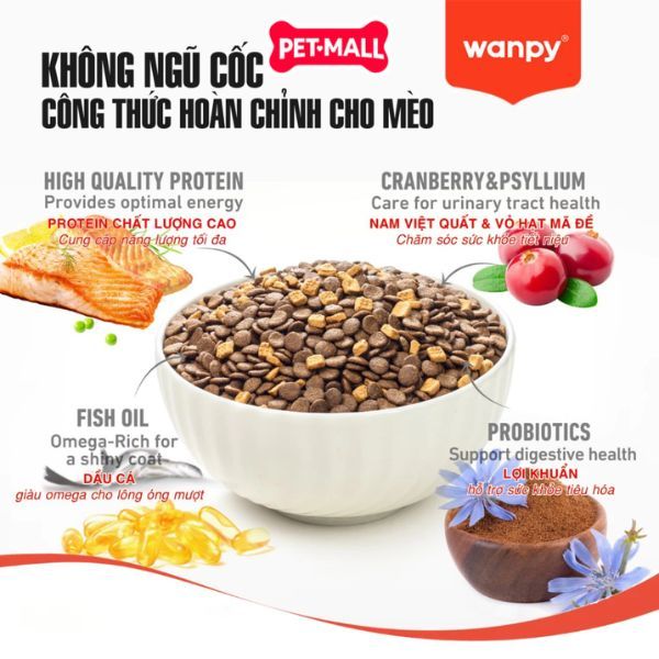6kg - Thức ăn mèo WANPY Grain Free không chứa ngũ cốc Petmall