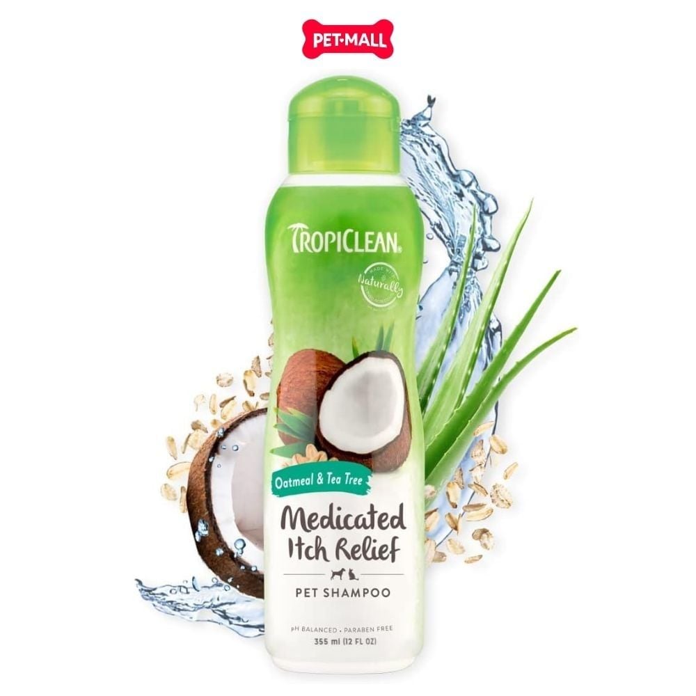 Dầu gội trị ngứa Tropiclean Oatmeal & Tea Tree Medicated Shampoo 335ml - Hương yến mạch và tràm trà Petmall
