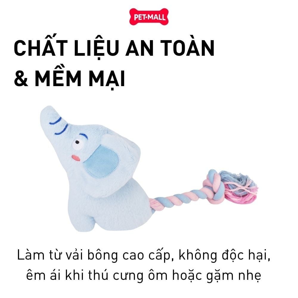 Đồ chơi thú bông Con Voi chút chít GiGwi Elephant with Rope Tail Petmall
