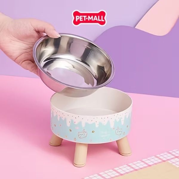 Chén ăn SONICE chống gù 4 chân hoạ tiết dễ thương - Size 14 x 9 cm Petmall