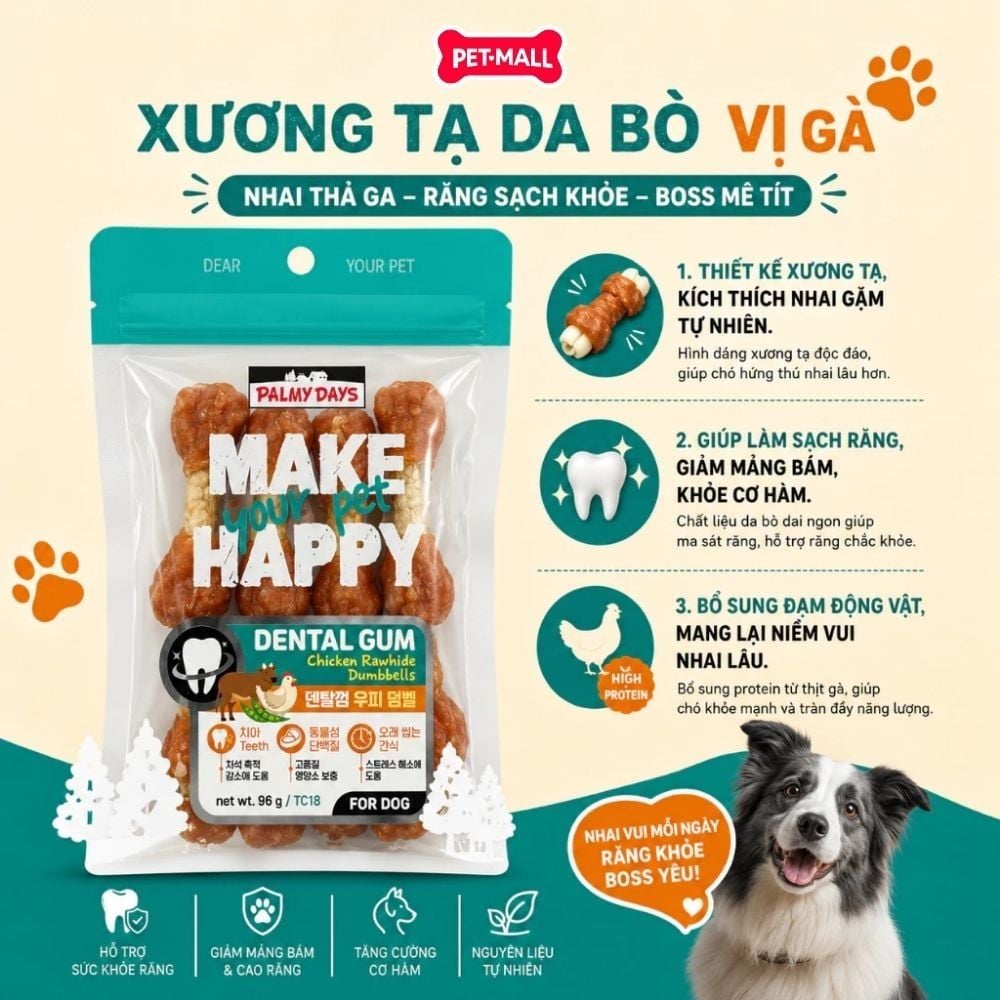 Treats Dental Bones PALMY DAYS 128g cho chó Petmall