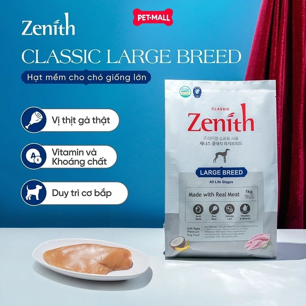 1KG - Thức ăn hạt mềm Zenith Classic cho chó giống lớn - Large Breed Petmall