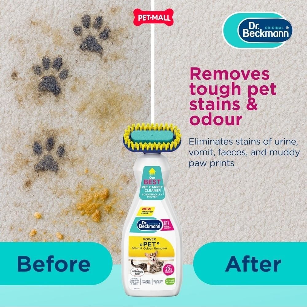 Xịt khử mùi, tẩy vết bẩn Dr.Beckmann Pet Stain & Odour Remover 650ml - Kèm đầu bàn chải chuyên dụng Petmall