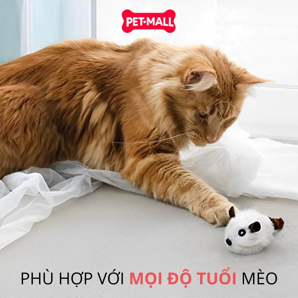 Đồ chơi FOFOS pull String & sound chip Mouse - Chuột kéo dây tự động có tiếng cho mèo - Trắng Petmall