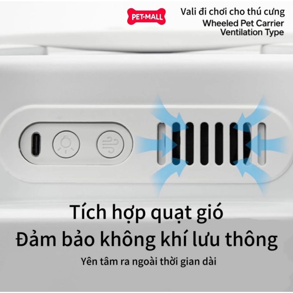 Vali du lịch PIDAN tích hợp quạt làm mát & thoáng khí có bánh xe