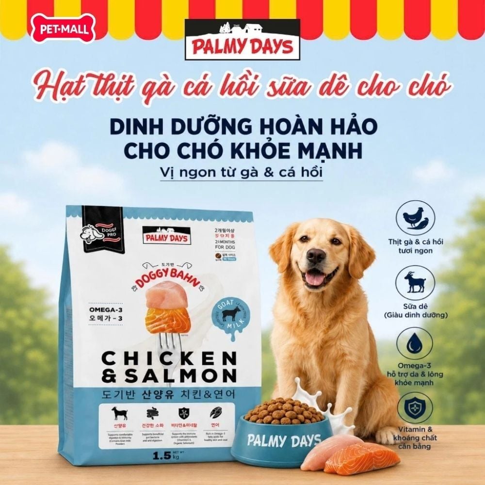 3KG - Thức ăn chó PALMY DAYS Chicken Salmon Flavour Petmall