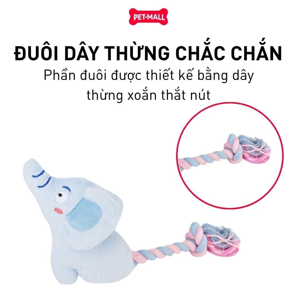 Đồ chơi thú bông Con Voi chút chít GiGwi Elephant with Rope Tail Petmall