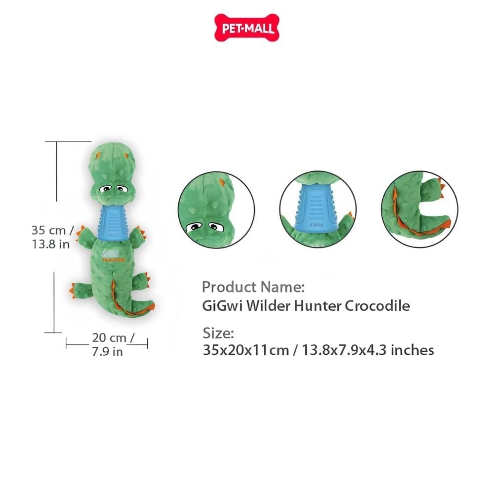 Đồ chơi gấu bông cổ cao su GiGwi Wild Hunter Dinosaur TPR Neck - Hình khủng long Petmall