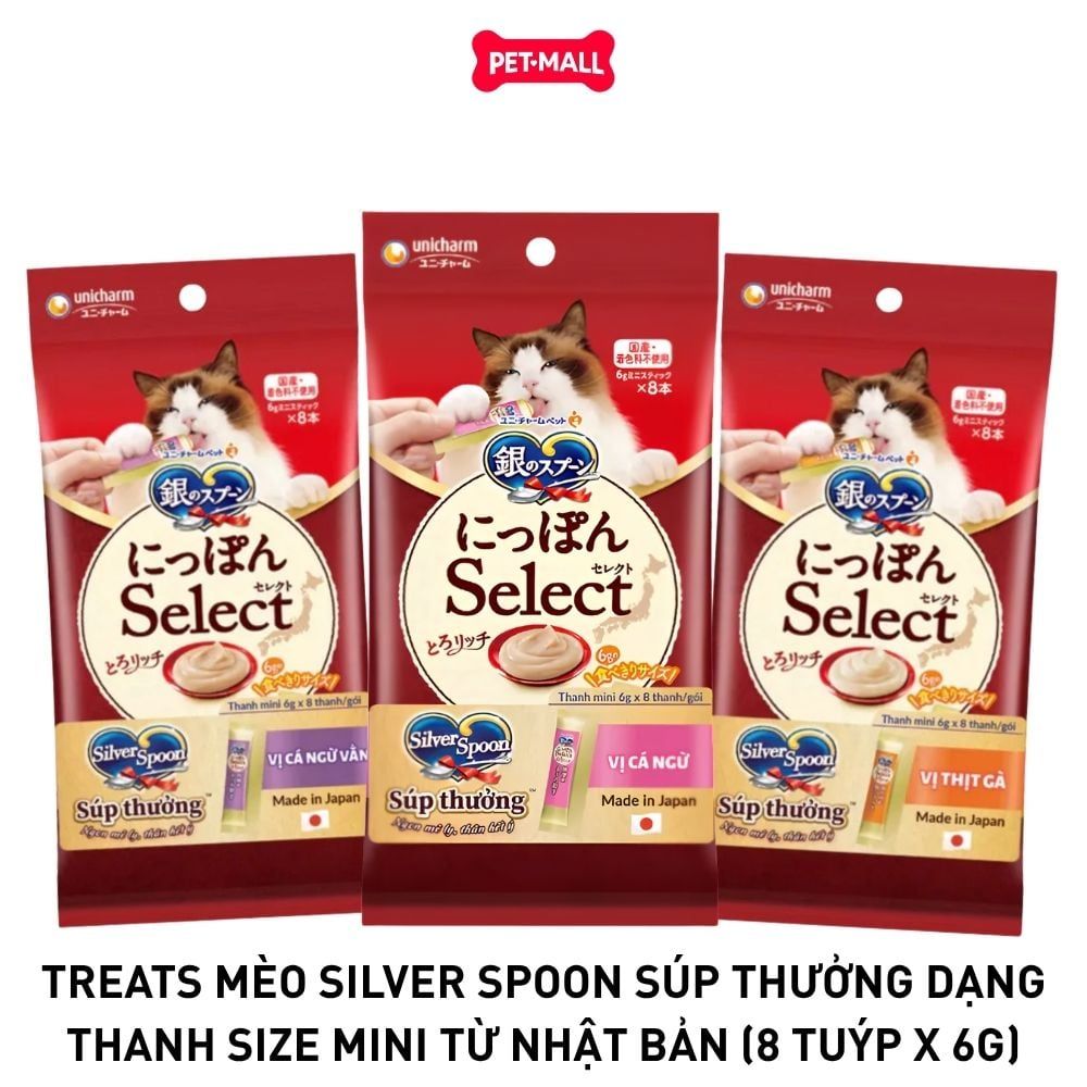 Treats mèo Silver Spoon súp thưởng dạng thanh size Mini từ Nhật Bản