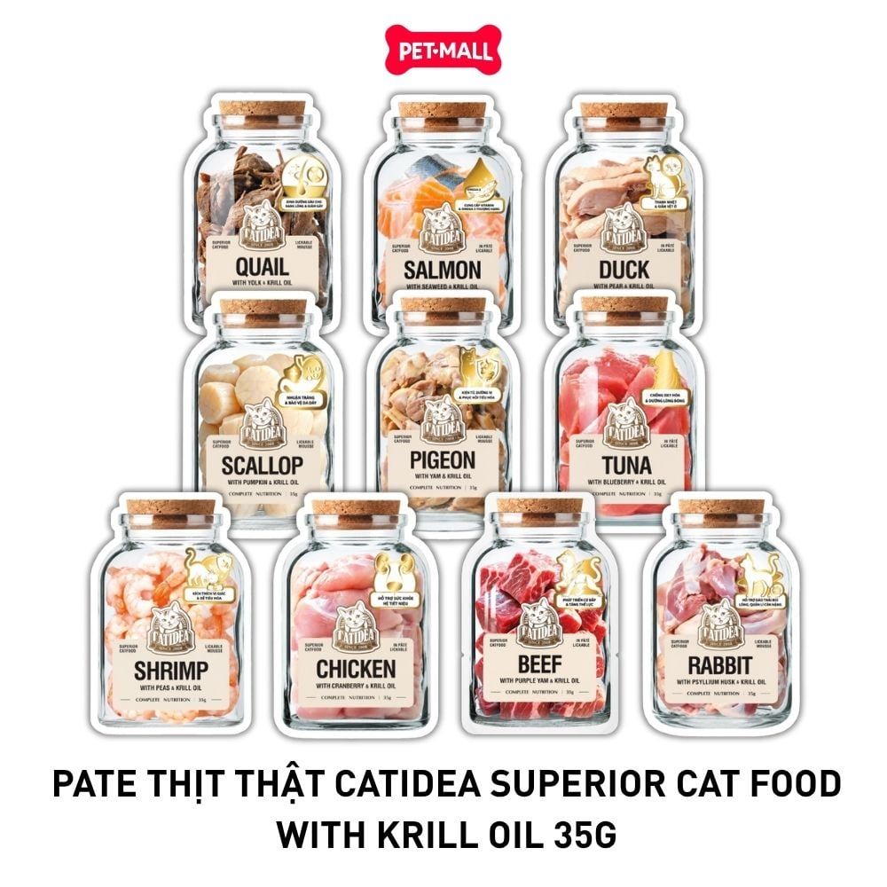 Combo 24 gói 35G - Pate thịt thật CATIDEA Superior cat food with Krill Oil Petmall