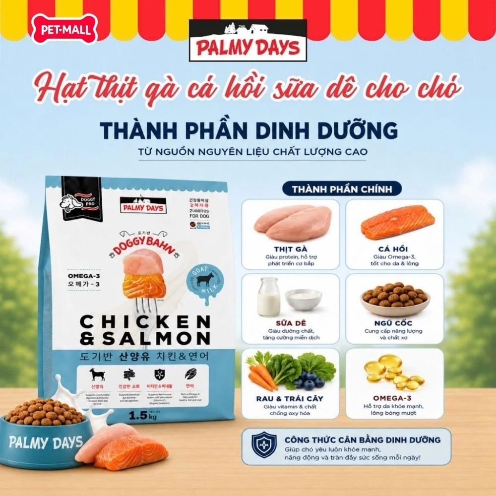 1.5KG - Thức ăn chó PALMY DAYS Chicken Salmon Flavour Petmall