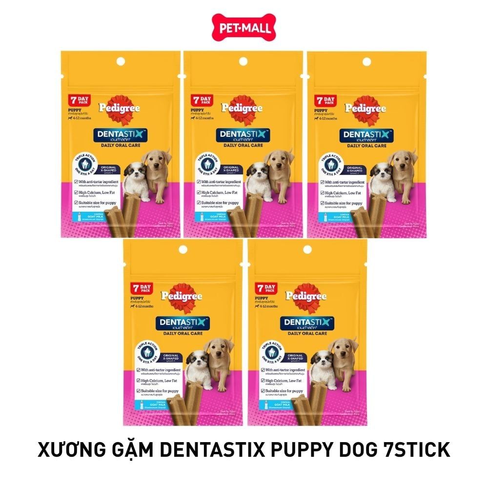 Combo 5 Gói 56G - Xương gặm Dentastix Puppy Dog 7stick - Sạch răng thơm miệng Petmall