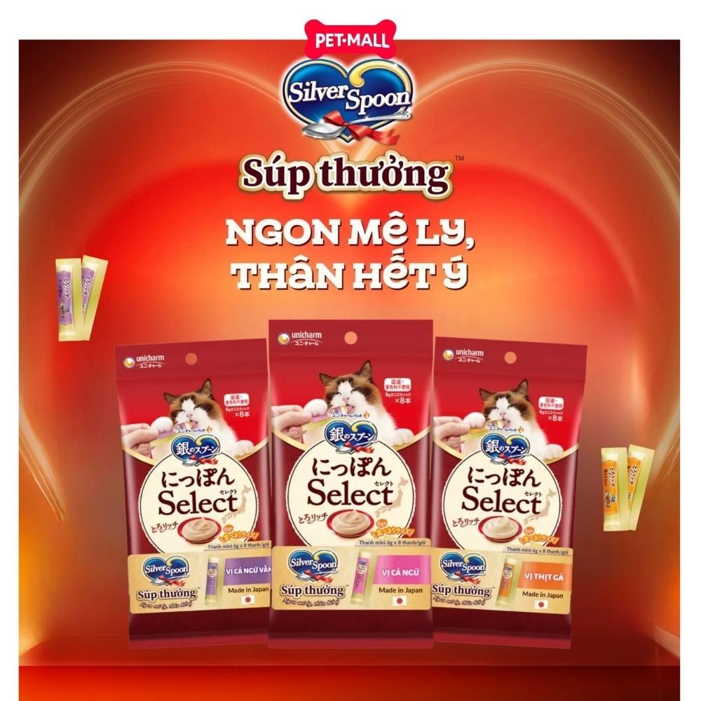Treats mèo Silver Spoon súp thưởng dạng thanh size Mini từ Nhật Bản