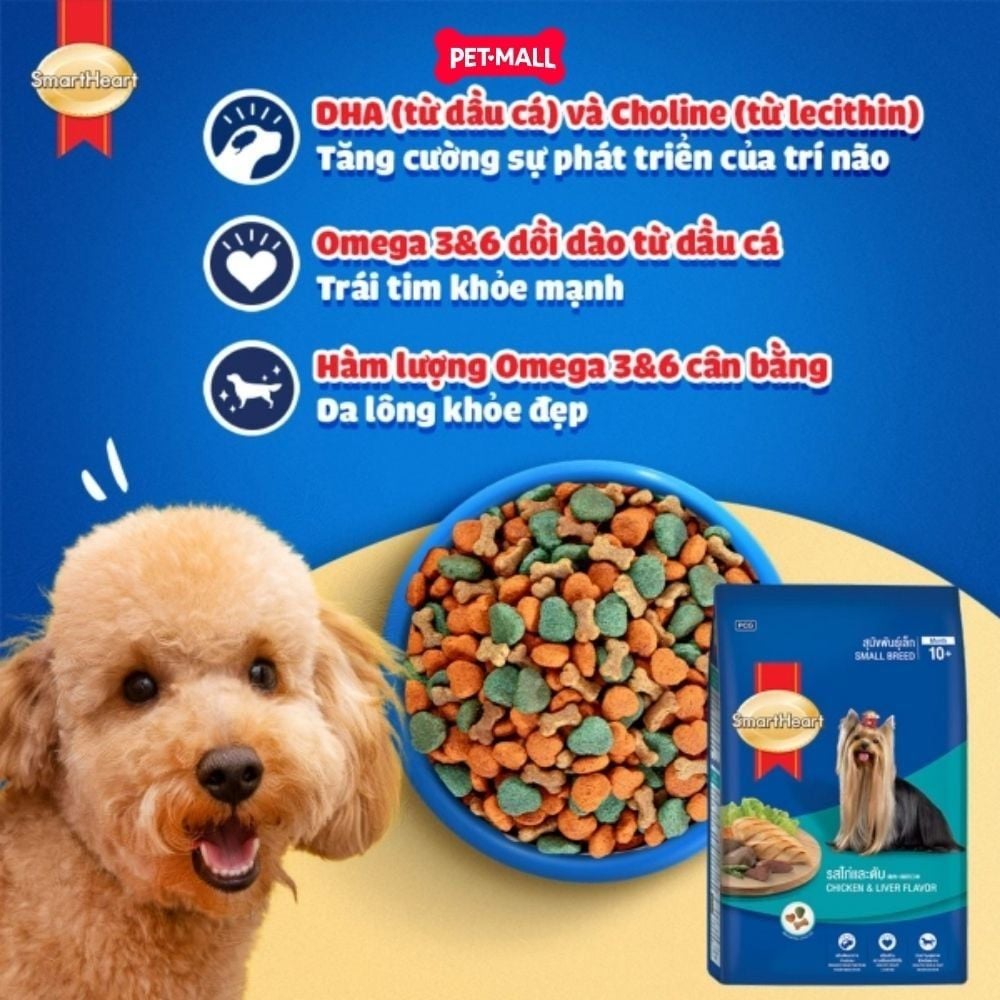 2.6KG - Thức ăn chó SmartHeart Adult Chicken & Liver Small Breed - vị Gà & Gan cho chó giống nhỏ Petmall