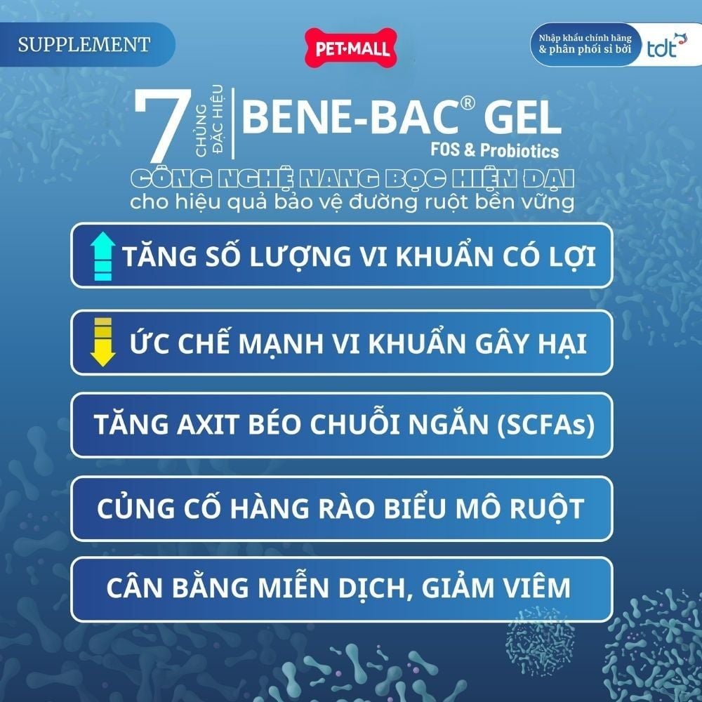 Men tiêu hoá đường ruột đặc hiệu Bene Bac Gel PetAG cho chó mèo 15g - Hỗ trợ các bệnh về đường tiêu hoá Petmall