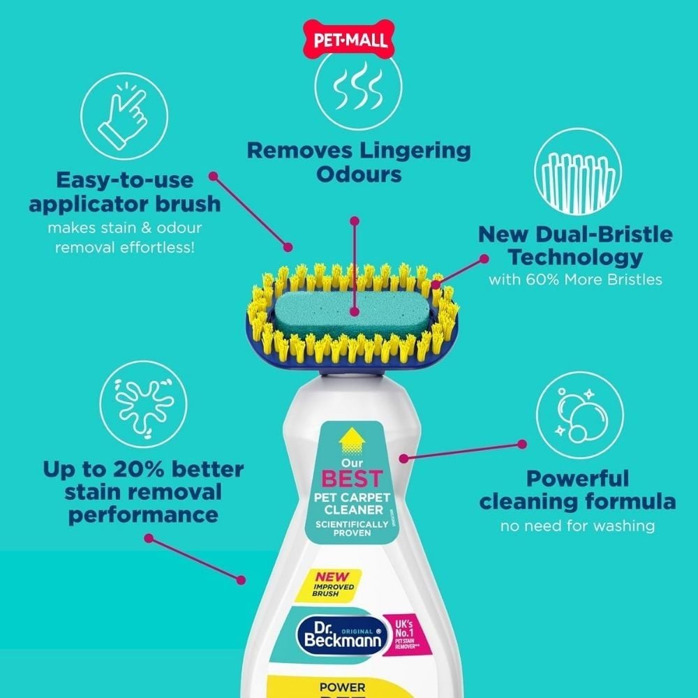 Xịt khử mùi, tẩy vết bẩn Dr.Beckmann Pet Stain & Odour Remover 650ml - Kèm đầu bàn chải chuyên dụng Petmall