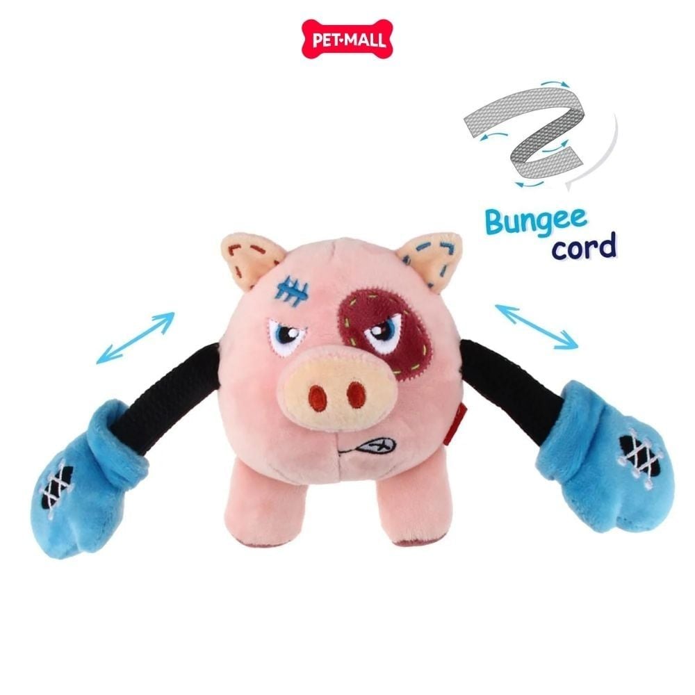Đồ chơi thú bông có tiếng GiGwi Rock Zoo King Boxer Pig size M/L Petmall