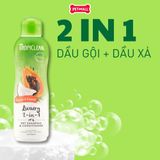 Dầu gội và xả Tropiclean Papaya & Coconut Shampoo and conditioner 335ml - Hương dừa và đu đủ cho chó mèo Petmall