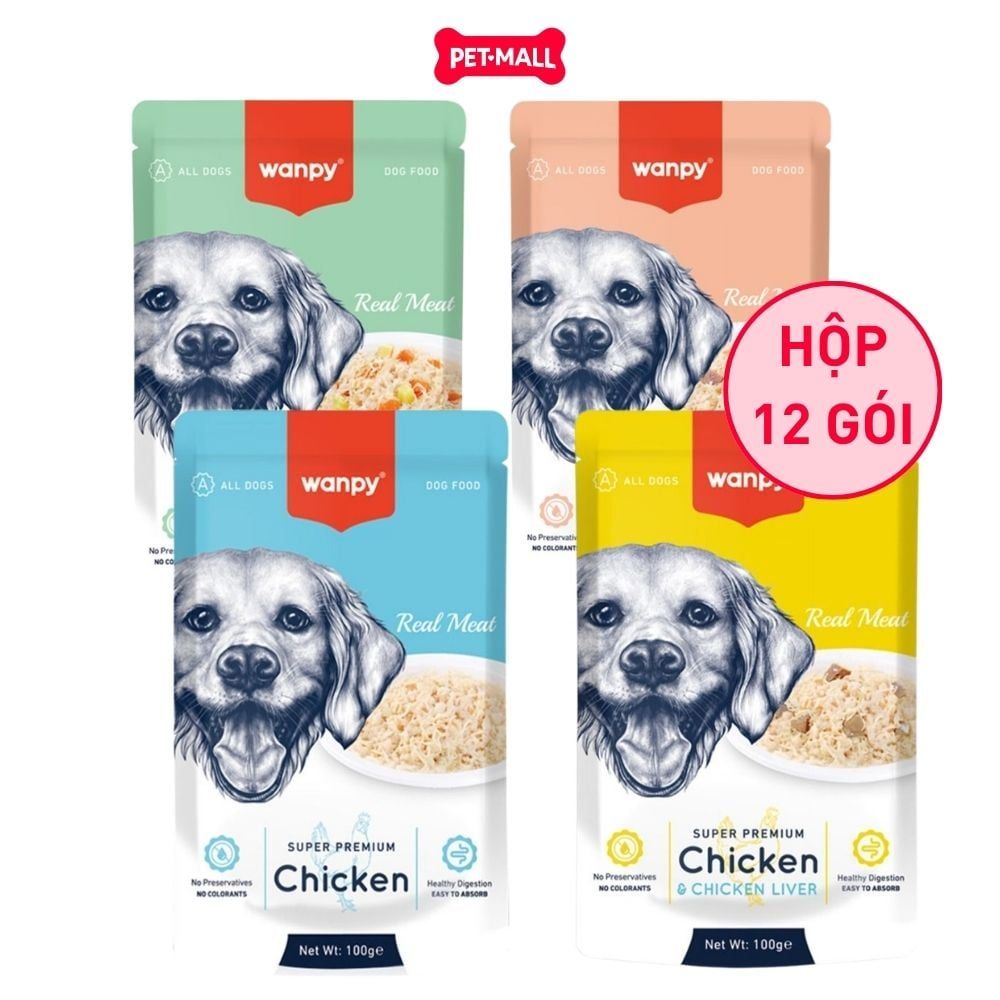Hộp 12 Gói 100G - Pate chó WANPY Super Premium Petmall