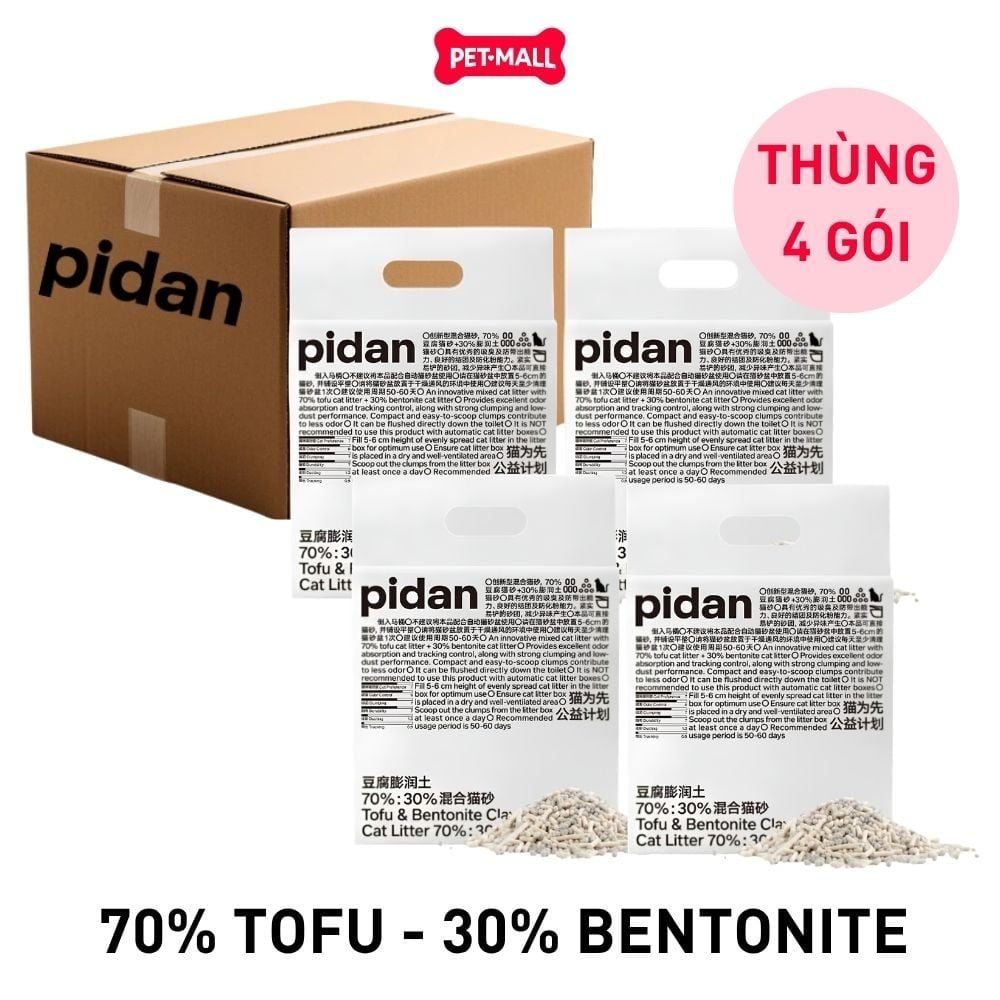 Combo 4 Gói 2.4kg - Cát vệ sinh Sonice PIDAN signature Tofu & Bentonite - Mix đậu nành và đất sét Petmall