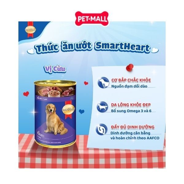 Combo 24 lon - Pate chó SmartHeart lon 400G giàu dinh dưỡng - Mix vị Petmall