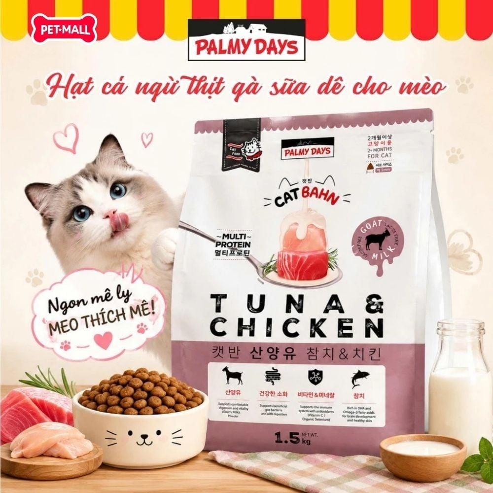 1.5KG - Thức ăn mèo PALMY DAYS Tuna Chicken Flavour Petmall