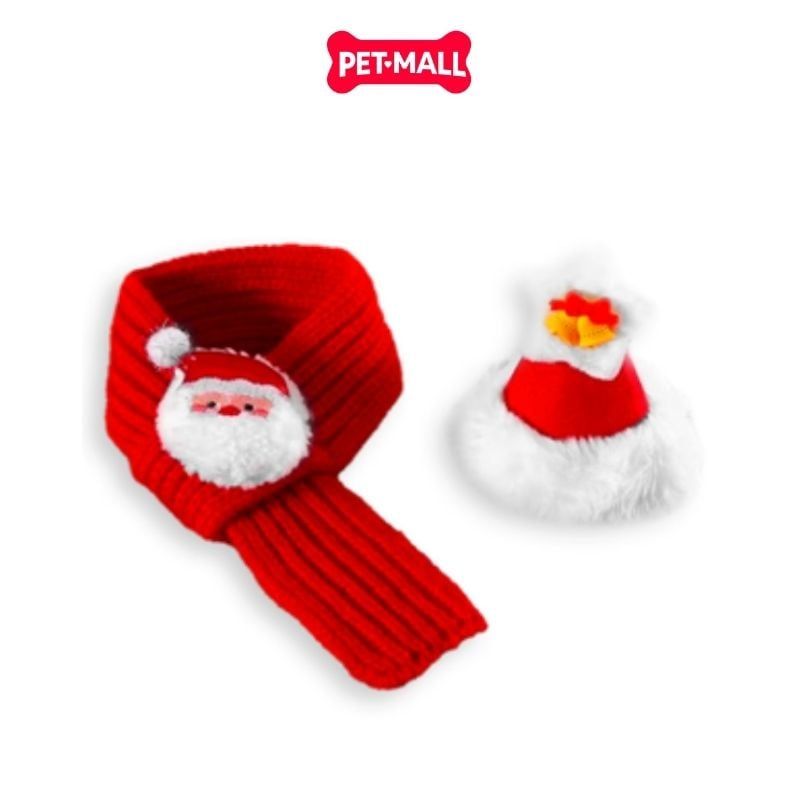 Set nón khăn choàng len SONICE Merry Christmas - Ông già noel đỏ Petmall