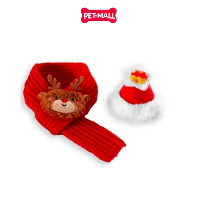 Set nón khăn choàng len SONICE Merry Christmas - Tuần lộc đỏ Petmall   Thông tin chung