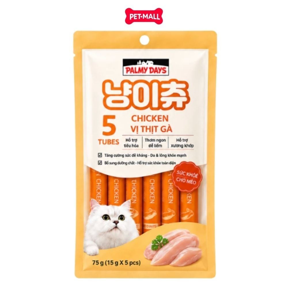 Treats PALMY DAYS Lickable Chicken and Glucosamine 75g 5 thanh - Vị gà Petmall