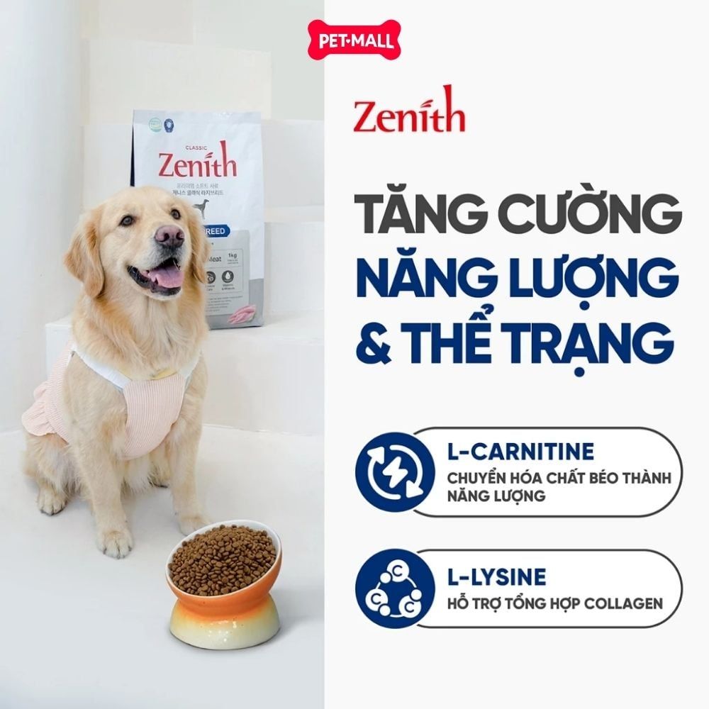 1KG - Thức ăn hạt mềm Zenith Classic cho chó giống lớn - Large Breed Petmall