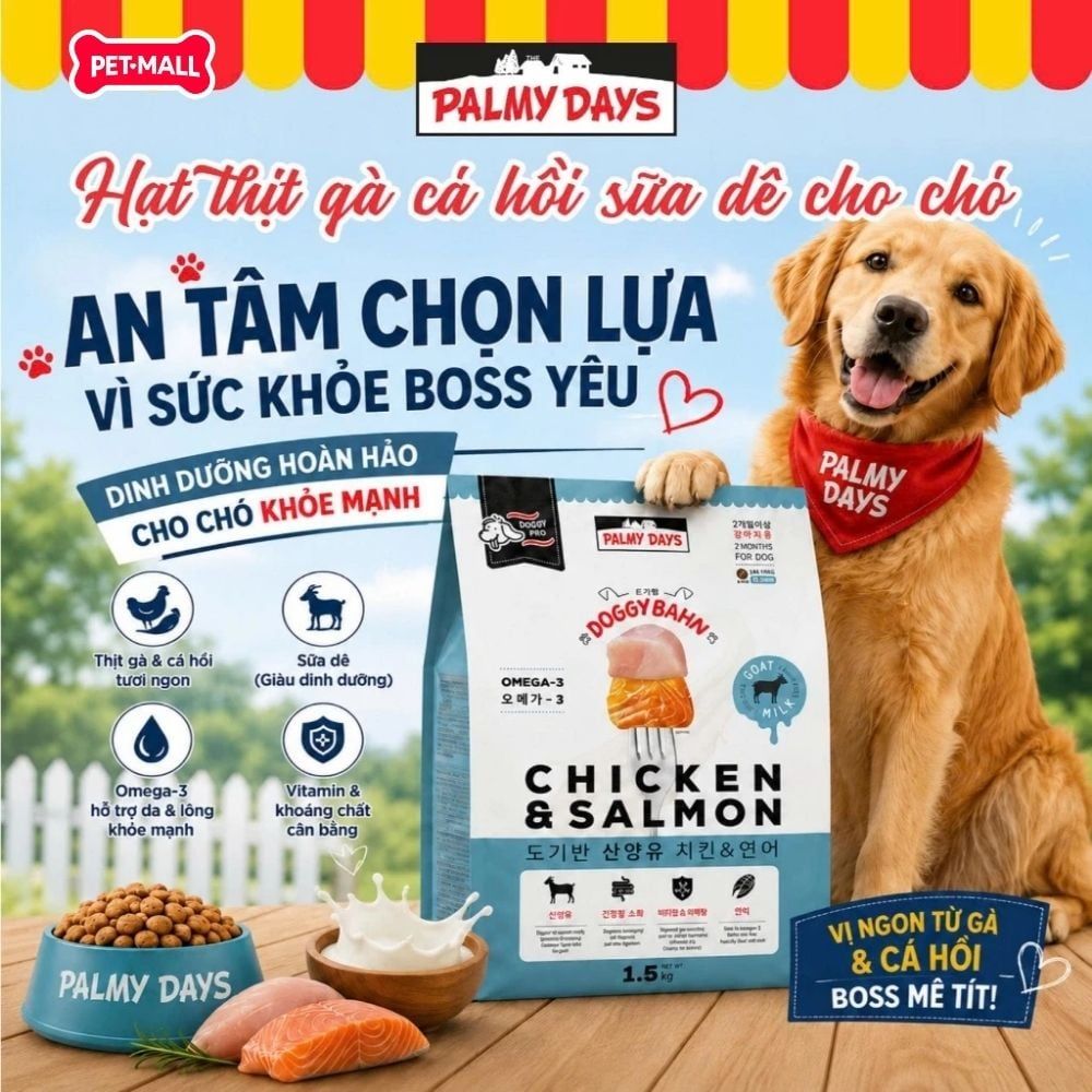 1.5KG - Thức ăn chó PALMY DAYS Chicken Salmon Flavour Petmall