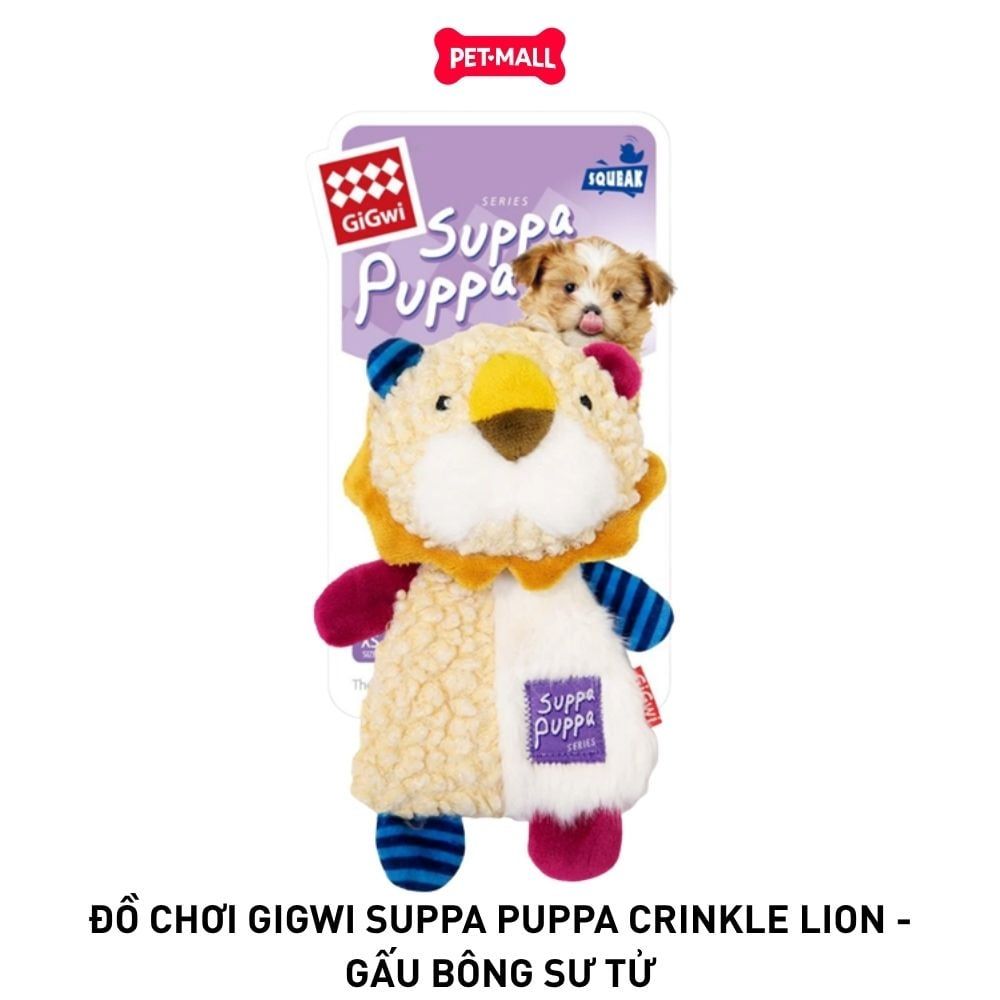 Đồ chơi GiGwi Suppa Puppa Crinkle Lion - Gấu Bông Sư Tử Pemall