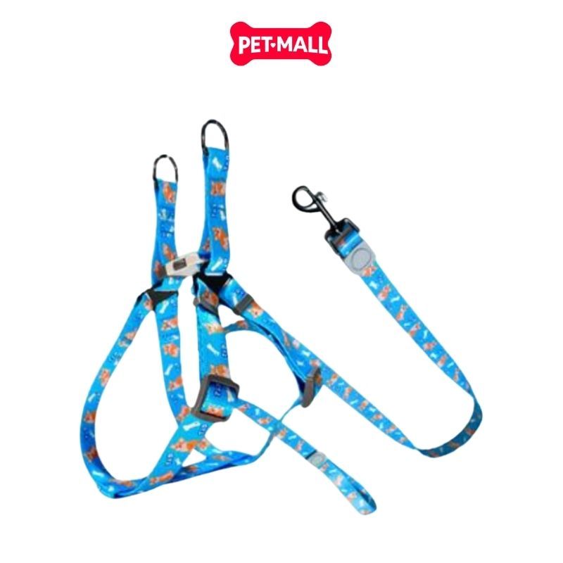 Set Dây + Yếm Sonice Lucky Leash + Harness 30kg - 2.5cm Hình chó xanh biển Petmall
