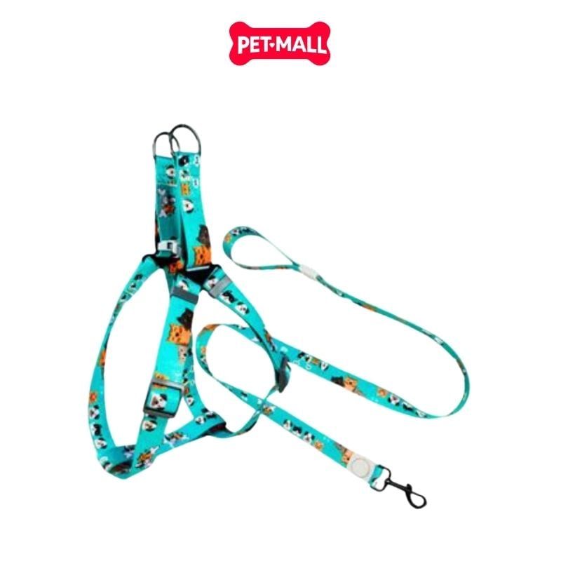 Set Dây + Yếm Sonice Lucky Leash + Harness 20kg - 2cm Hình chó mèo xanh lục Petmall