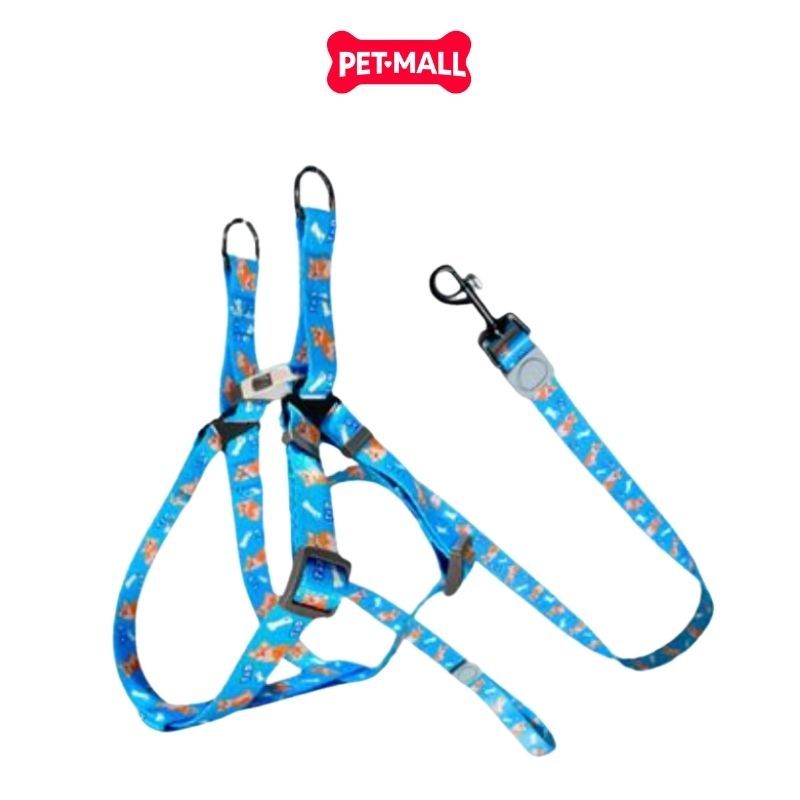 Set Dây + Yếm Sonice Lucky Leash + Harness 20kg - 2cm Hình chó xanh biển Petmall