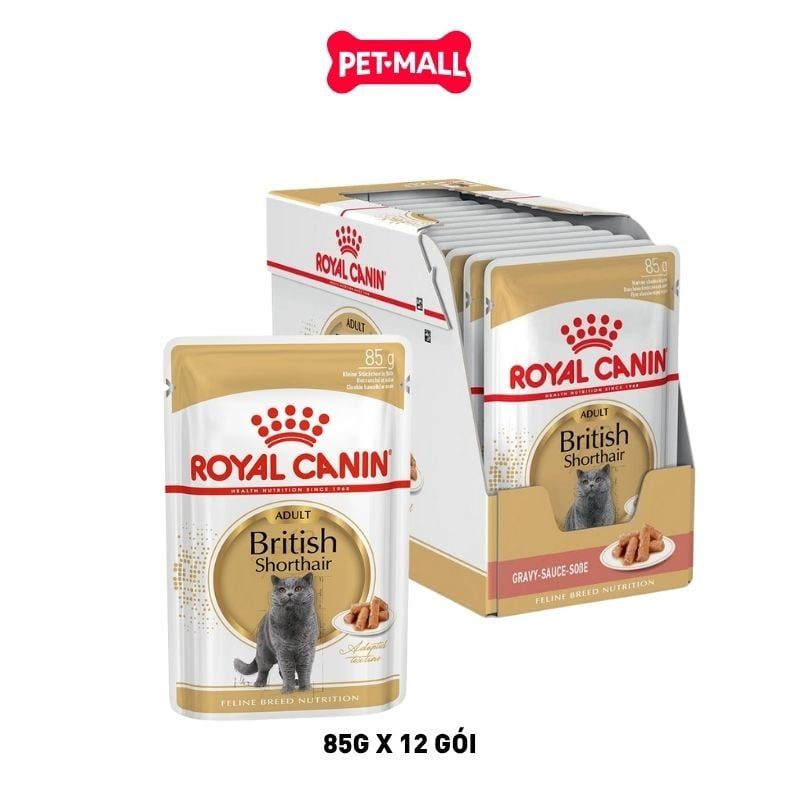 Pate mèo Royal Canin British Shorthair Adult Gravy 85g - Hộp 12 gói Petmall