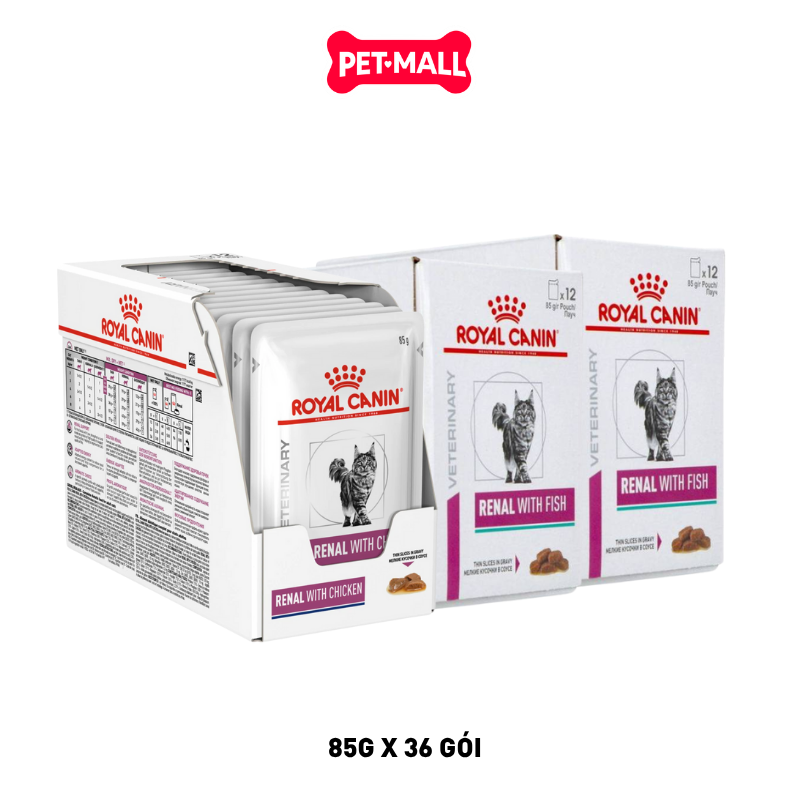 Combo Pate mèo Royal Canin Renal With Fish Gravy 85g - Hộp 36 gói Petmall