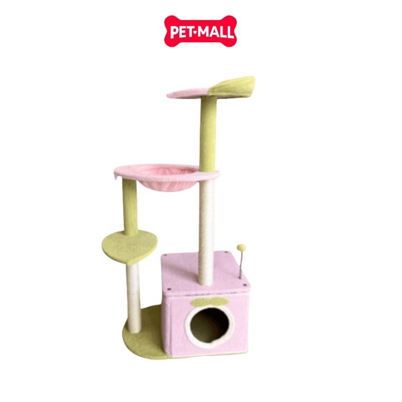 Trụ cào SONICE Green and Pink Tower Cat Tree Scratcher Toys Size 60 x 40 x 121 cm - 4 tầng màu xanh lá, hồng Petmall