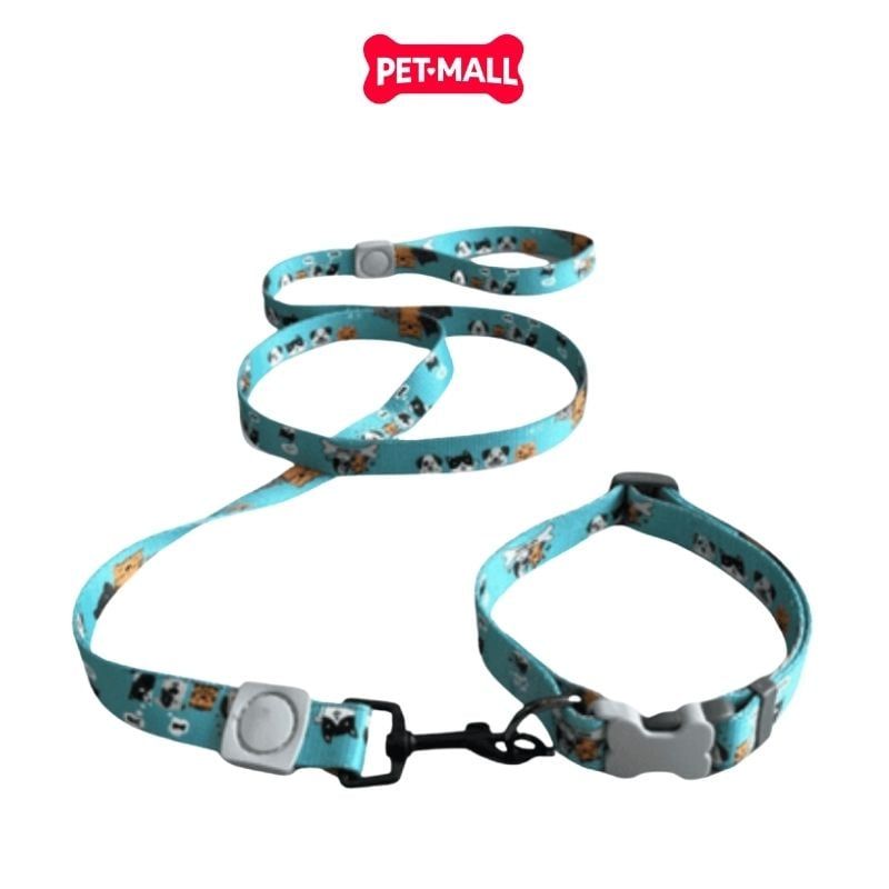 Set Dây + Vòng cổ Sonice Lucky Leash + Collar 30kg - 2.5cm Hình chó mèo xanh lục Petmall
