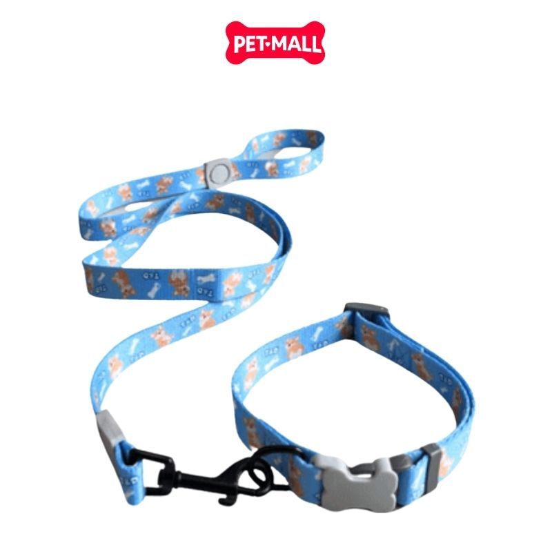Set Dây + Vòng cổ Sonice Lucky Leash + Collar 30kg - 2.5cm Hình chó xanh biển Petmall