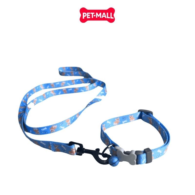 Set Dây + Vòng cổ Sonice Lucky Leash + Collar 10kg - 1.5cm Hình chó xanh biển Petmall