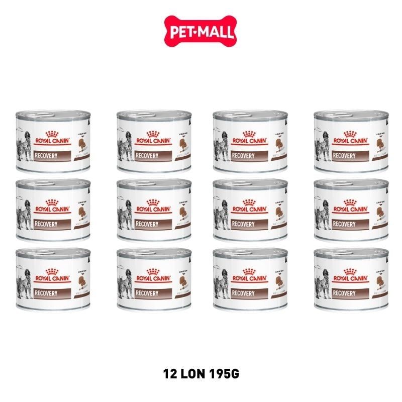 Combo 12 Lon 195G - Pate Royal Canin RECOVERY Canine Feline - Thức ăn phục hồi sức khoẻ chó mèo Petmall