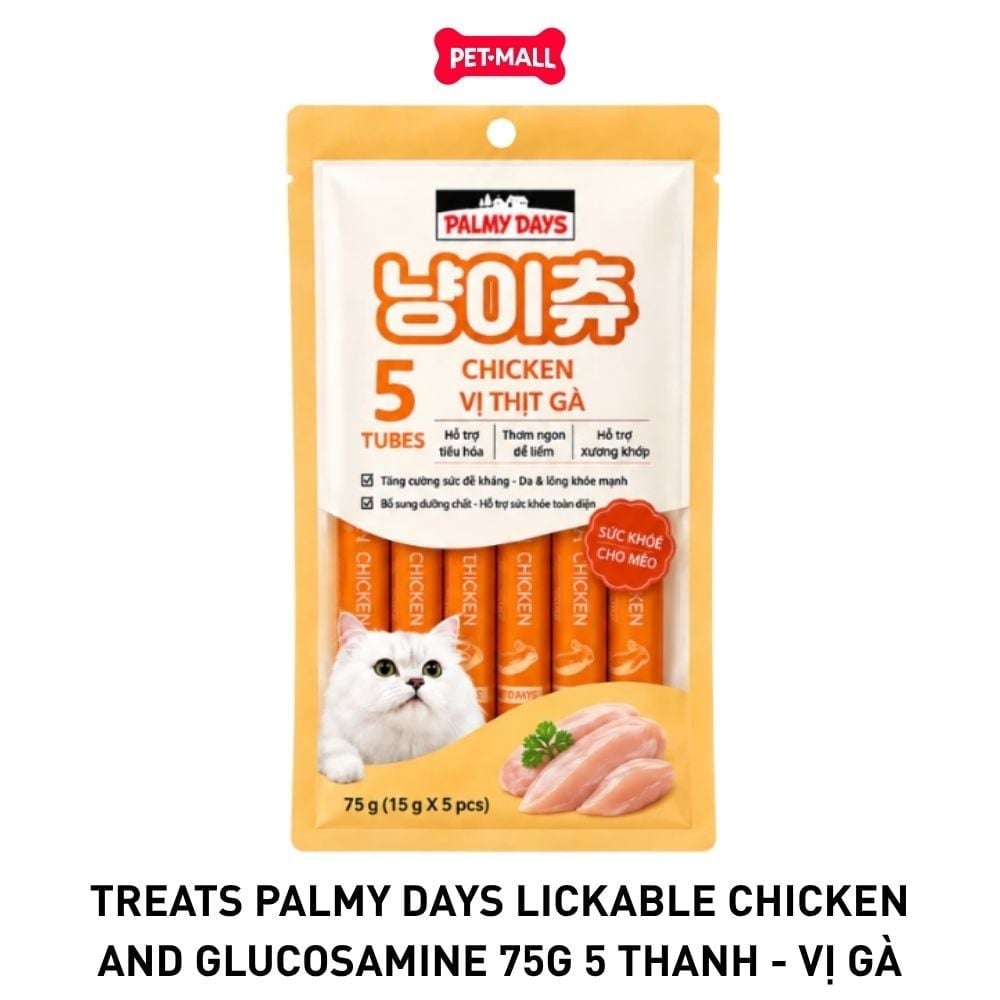 Treats PALMY DAYS Lickable Chicken and Glucosamine 75g 5 thanh - Vị gà Petmall