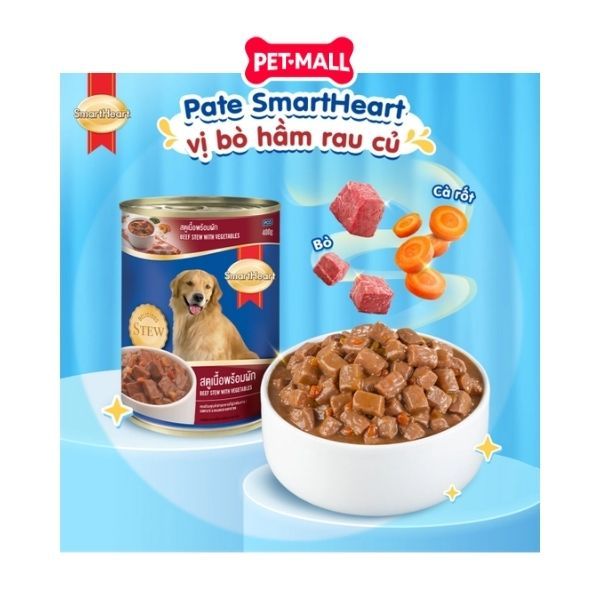 Combo 24 lon - Pate chó SmartHeart lon 400G giàu dinh dưỡng - Mix vị Petmall